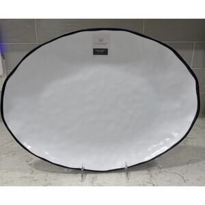 BLACK RIM Melamine Large Serving Tray Platter Indoor Outdoor THE FARMHOUSE New